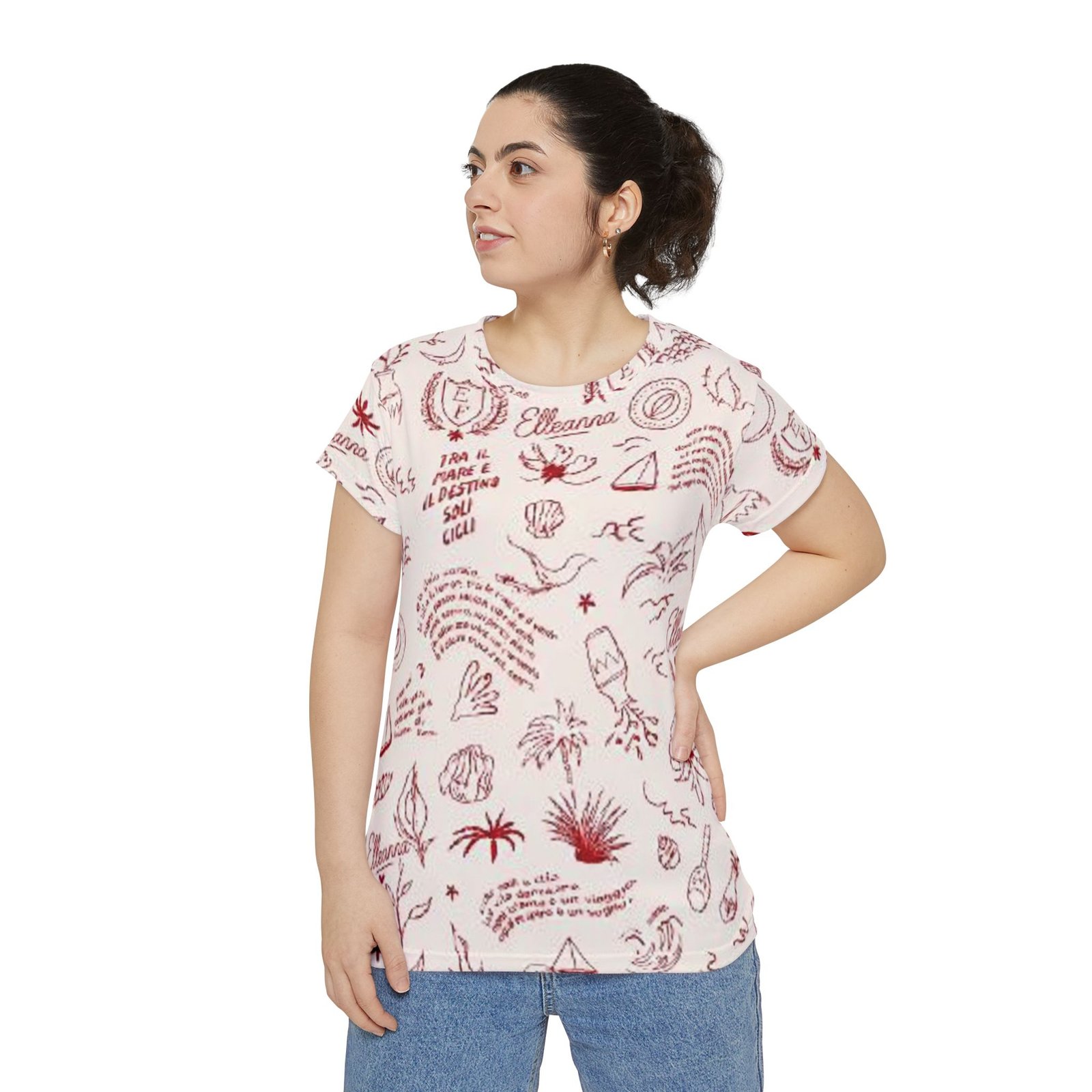 echoflame women's doodle beach tee – all over print tropical sketch shirt echoflame women's doodle beach tee – all over print tropical sketch shirt