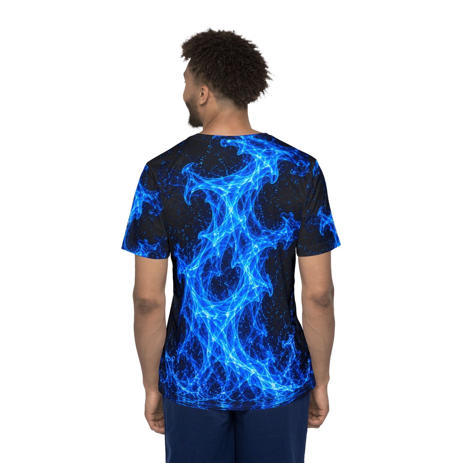 echoflame blue flame athletic jersey — men's all over print performance tee echoflame blue flame athletic jersey — men's all over print performance tee
