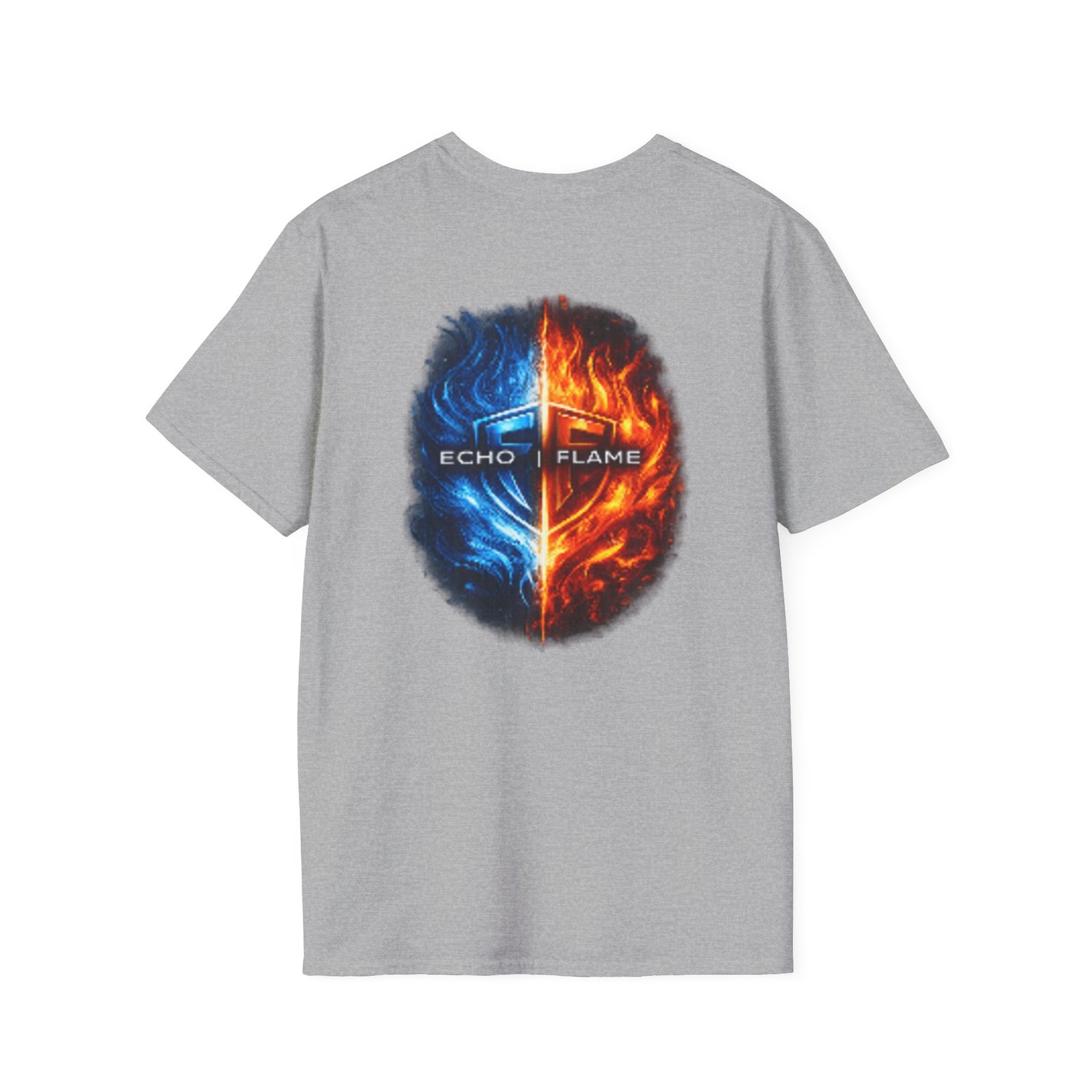 echo flame split fire & ice graphic t shirt echo flame split fire & ice graphic t shirt