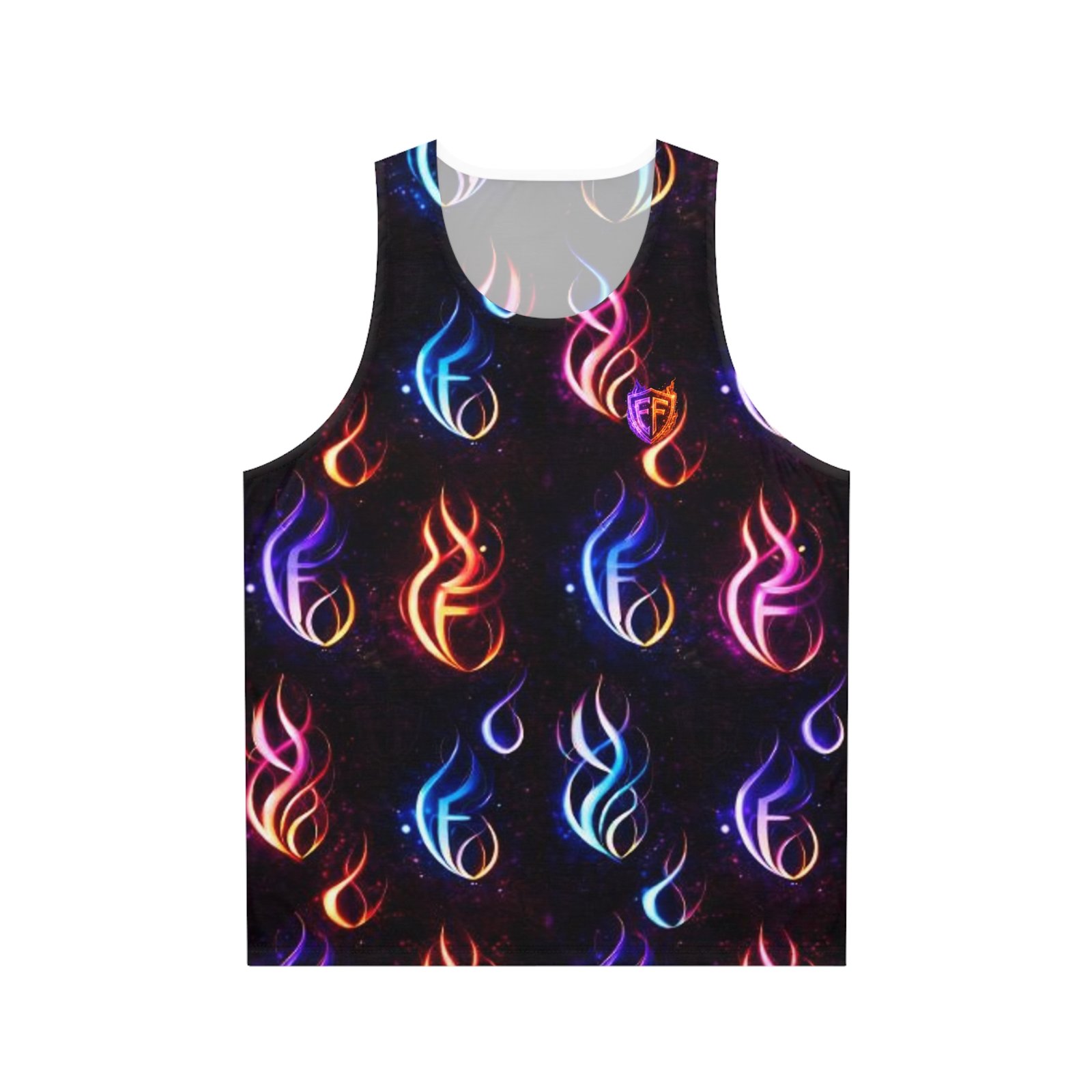echoflame galaxy flame all over print tank top — neon fire pattern echoflame galaxy flame all over print tank top — neon fire pattern