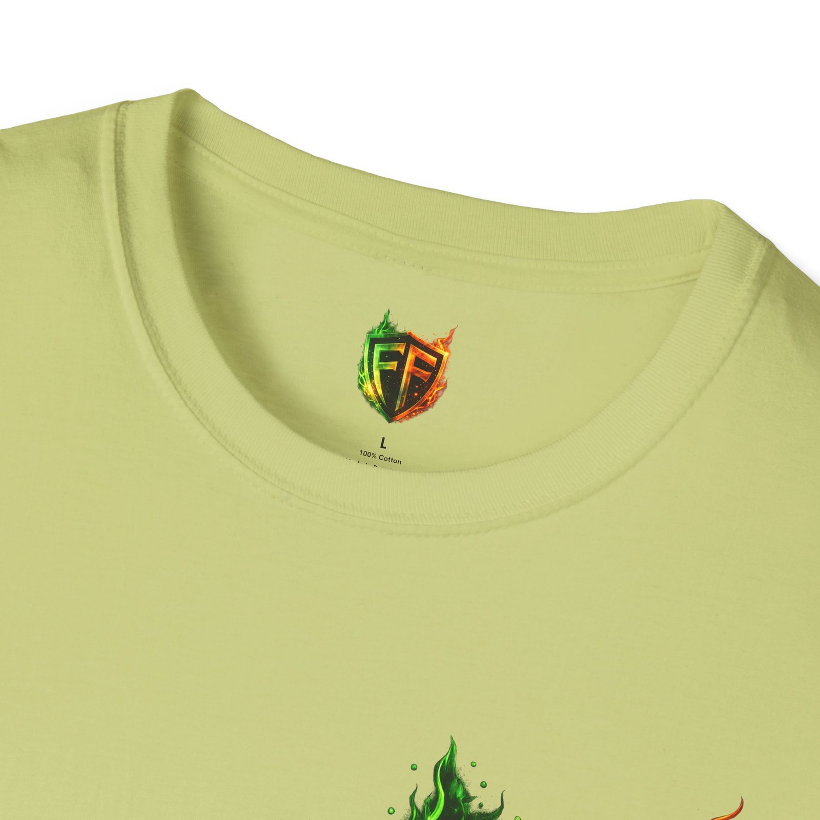 echoflame shield logo t‑shirt — flaming green & orange ef crest echoflame shield logo t‑shirt — flaming green & orange ef crest
