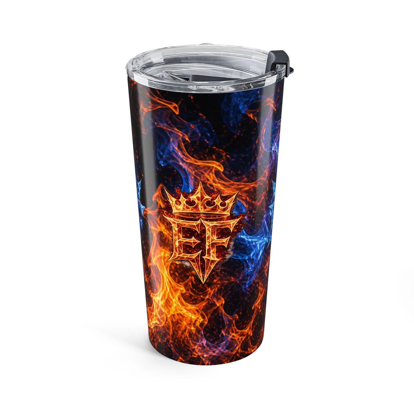 echoflame 20oz flame crest tumbler — dual blue & orange fire insulated travel cup echoflame 20oz flame crest tumbler — dual blue & orange fire insulated travel cup