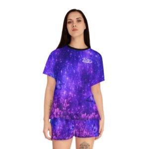 echoflame women's purple galaxy butterfly pajama set