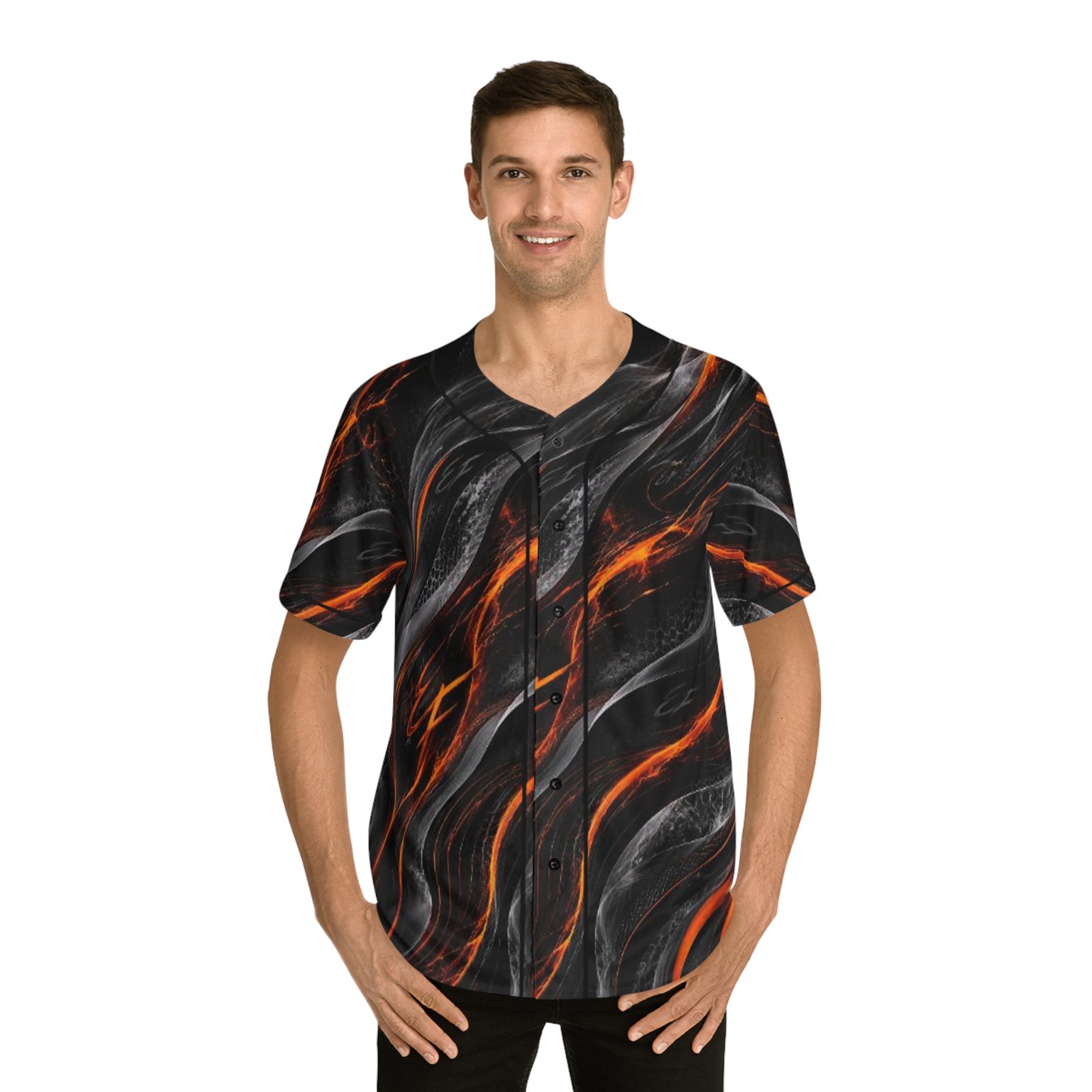 echoflame flaming wave baseball jersey — men's all over print echoflame flaming wave baseball jersey — men's all over print