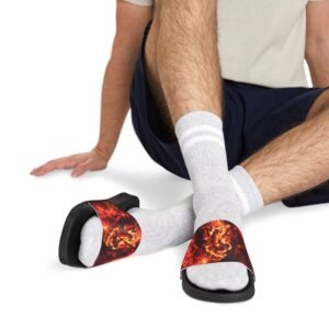 echoflame flaming dragon slide sandals — removable strap men’s slides