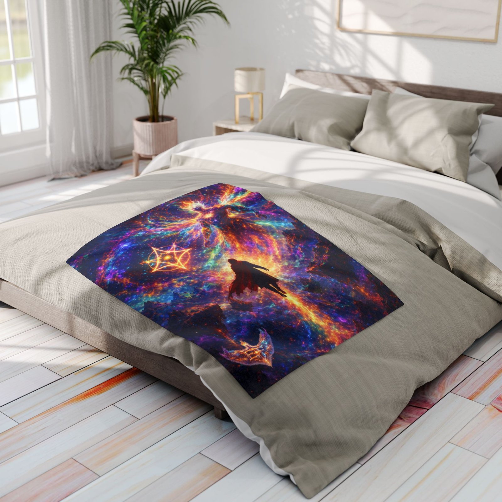 echoflame cosmic journey fleece blanket — mystical galaxy hero design echoflame cosmic journey fleece blanket — mystical galaxy hero design