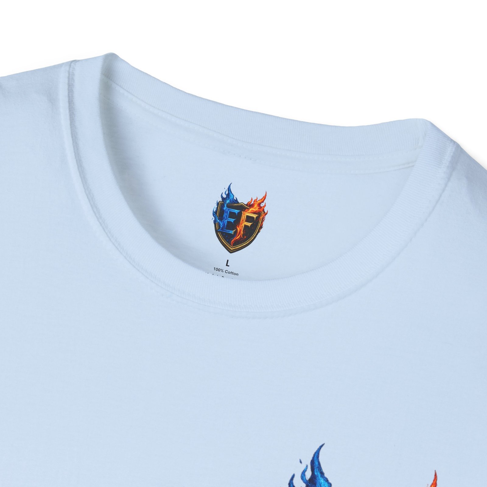 echoflame shield crest t shirt — ef flame logo (blue & red) echoflame shield crest t shirt — ef flame logo (blue & red)