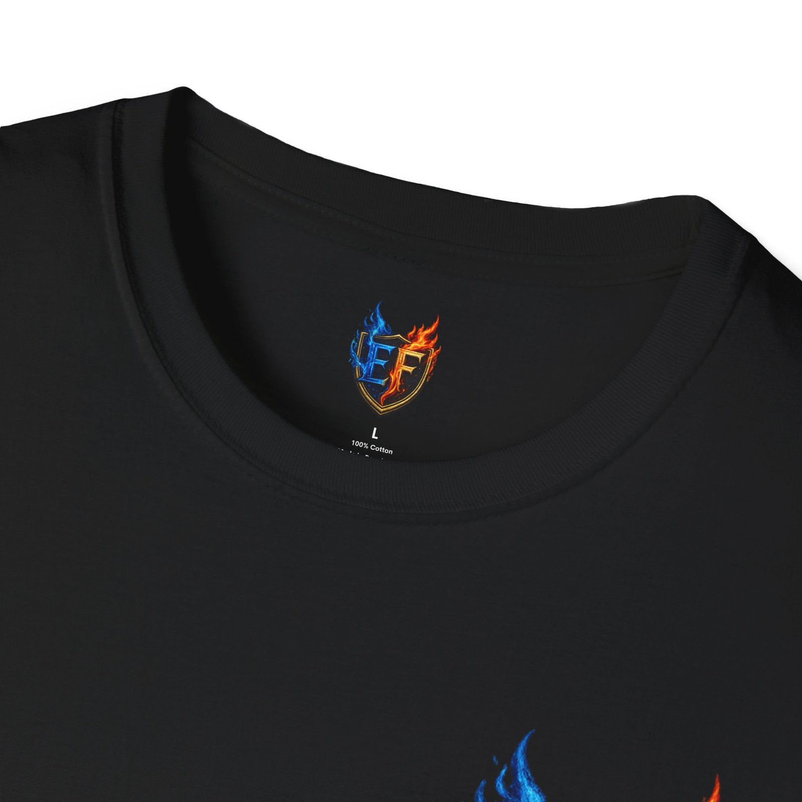 echoflame shield crest t shirt — ef flame logo (blue & red) echoflame shield crest t shirt — ef flame logo (blue & red)