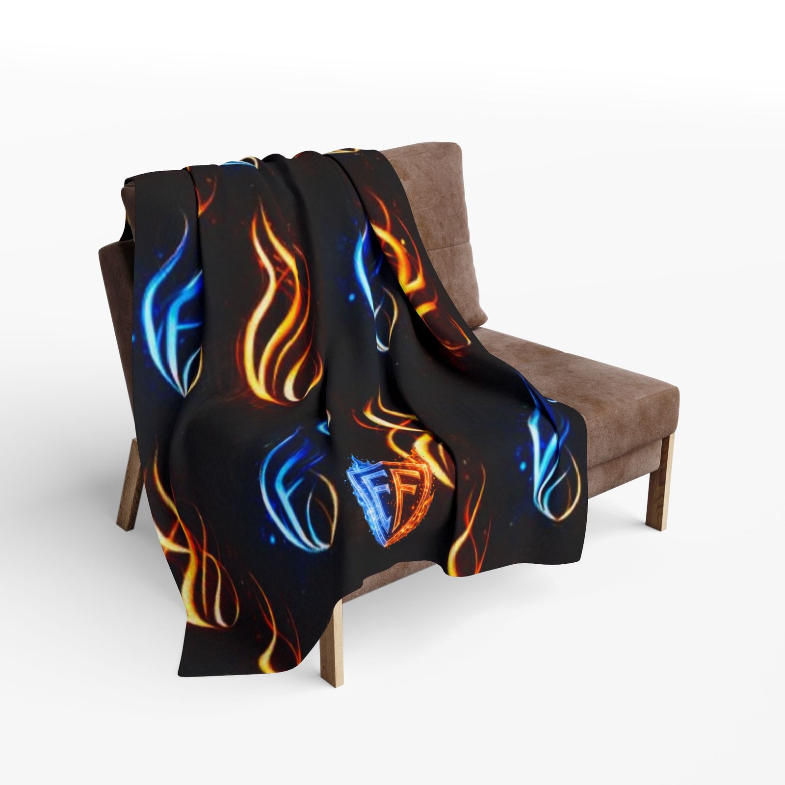 echoflame flame pattern arctic fleece blanket — blue & orange fire design cozy throw echoflame flame pattern arctic fleece blanket — blue & orange fire design cozy throw