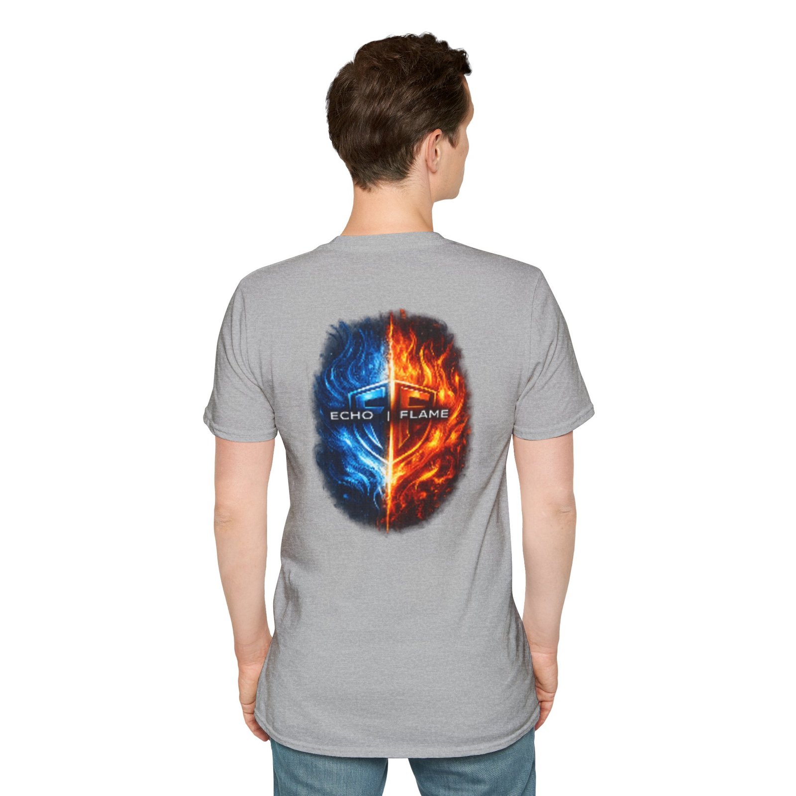echo flame split fire & ice graphic t shirt echo flame split fire & ice graphic t shirt