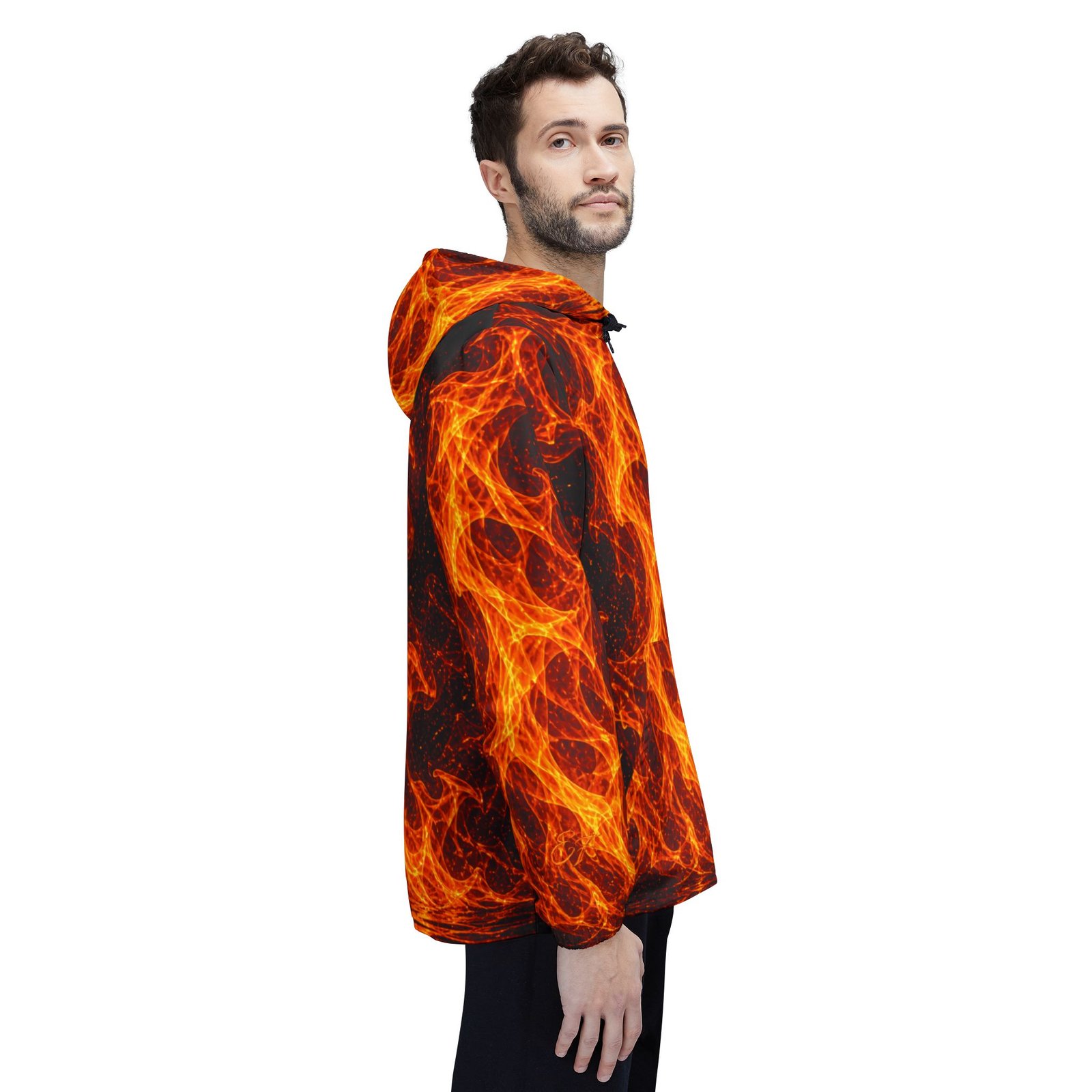 echoflame fiery flame all over print windbreaker jacket echoflame fiery flame all over print windbreaker jacket