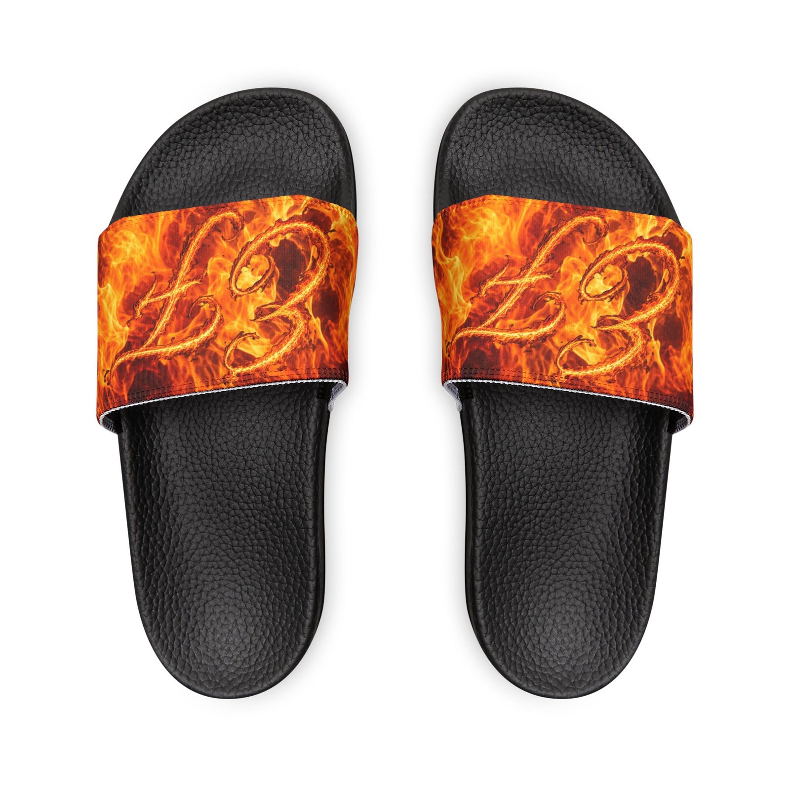 echoflame men's fiery '23' slide sandals — bold flame graphic removable strap slides echoflame men's fiery '23' slide sandals — bold flame graphic removable strap slides