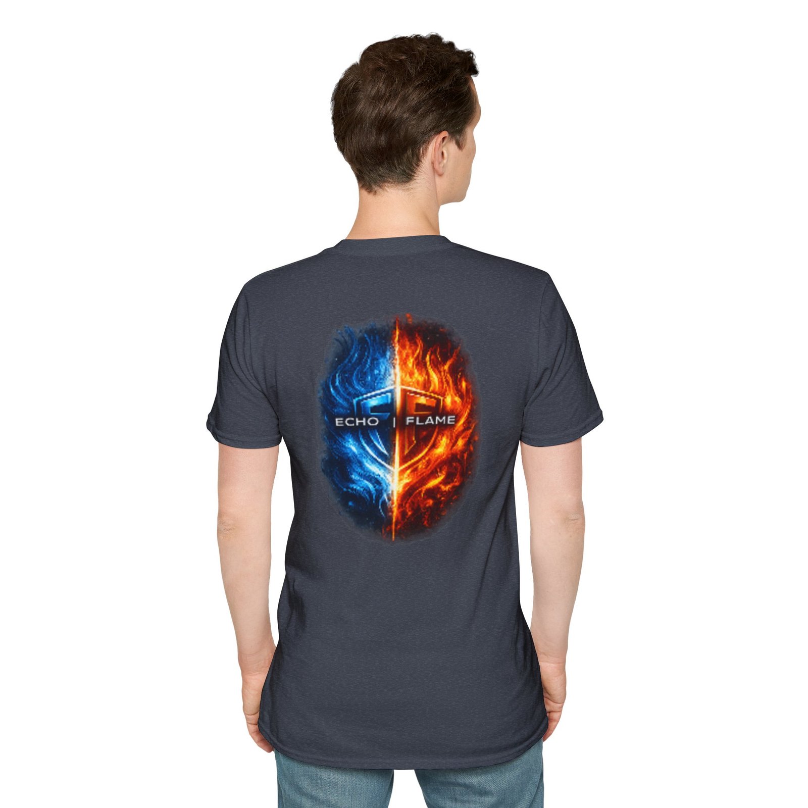 echo flame split fire & ice graphic t shirt echo flame split fire & ice graphic t shirt