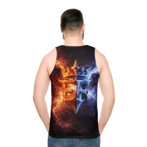 echoflame galaxy clash tank top — fire & ice crown emblem all over print