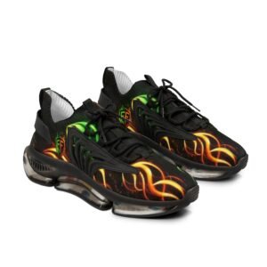 echoflame men's flame graphic mesh sneakers — breathable athletic shoes with neon fire design