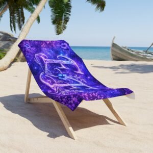 echoflame monogram e & f purple butterfly beach towel