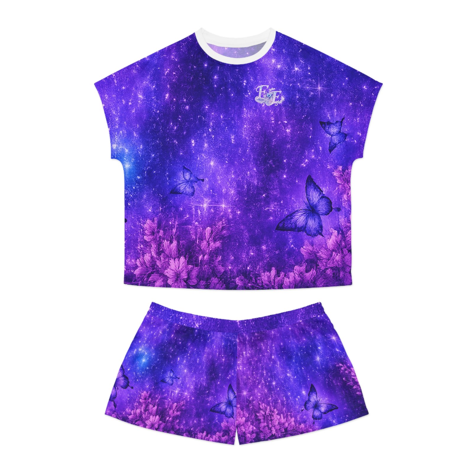echoflame women's purple galaxy butterfly pajama set echoflame women's purple galaxy butterfly pajama set