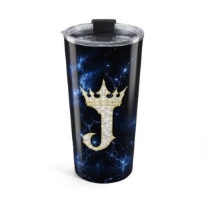 echoflame 20oz stainless tumbler – 'j' crown monogram on galaxy night