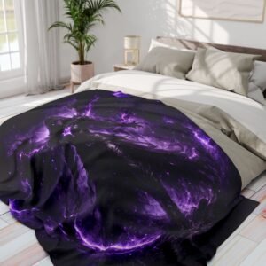 echoflame mystic nyxara fleece blanket purple galaxy grim reaper throw