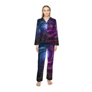 echoflame galaxy satin pajama set women's cosmic sleepwear