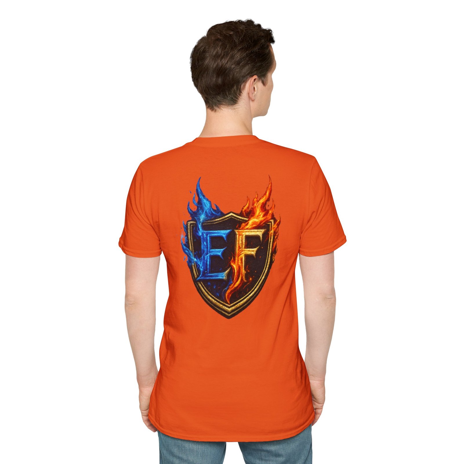 echoflame shield crest t shirt — ef flame logo (blue & red) echoflame shield crest t shirt — ef flame logo (blue & red)