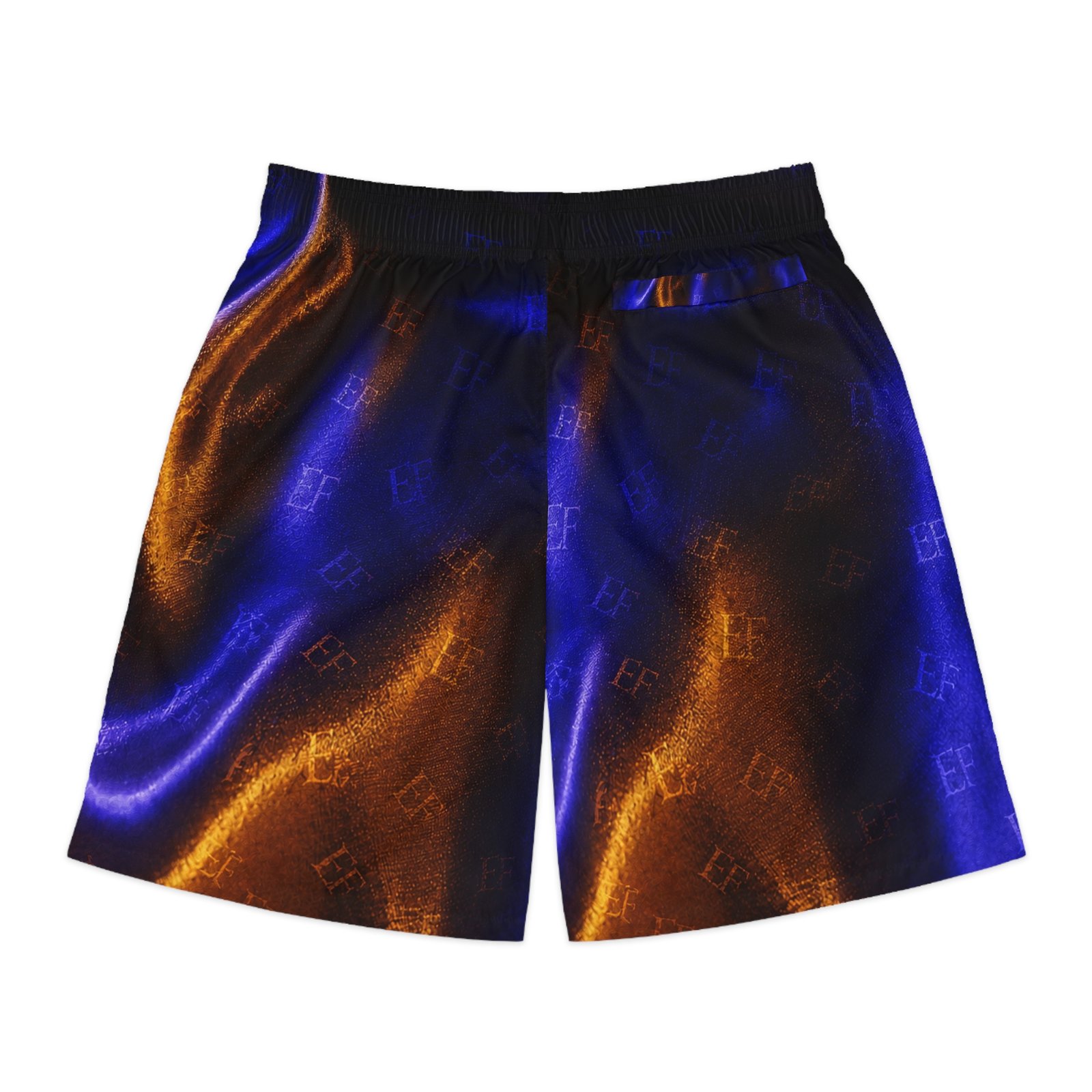 echoflame men's jogger shorts — blue & copper satin ombre all over print echoflame men's jogger shorts — blue & copper satin ombre all over print