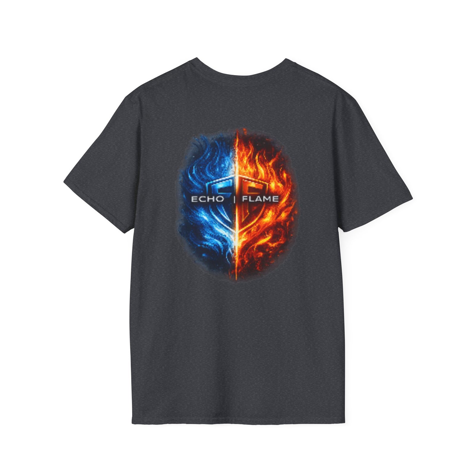 echo flame split fire & ice graphic t shirt echo flame split fire & ice graphic t shirt