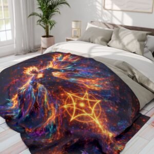 echoflame cosmic prism fleece blanket — fiery prism galaxy throw