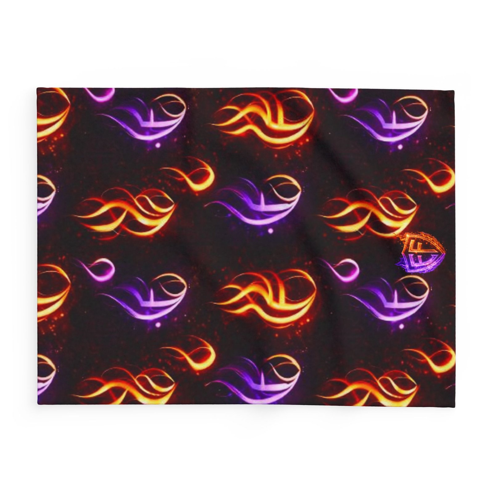 echoflame flame pattern fleece blanket – neon orange & purple fire design echoflame flame pattern fleece blanket – neon orange & purple fire design