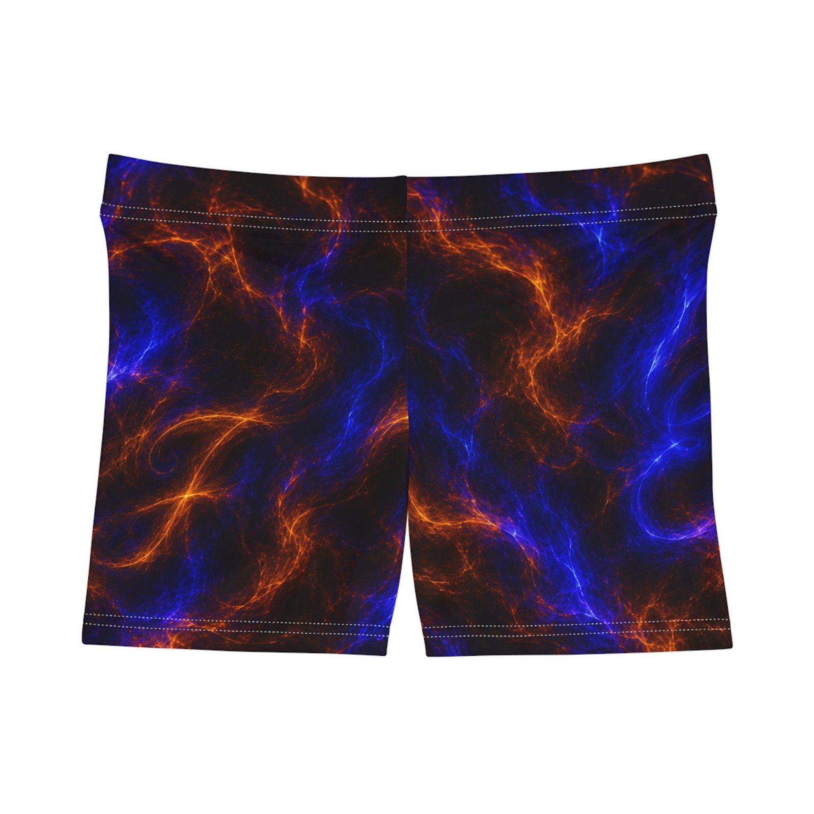 echoflame women’s shorts blue & orange nebula all over print echoflame women’s shorts blue & orange nebula all over print