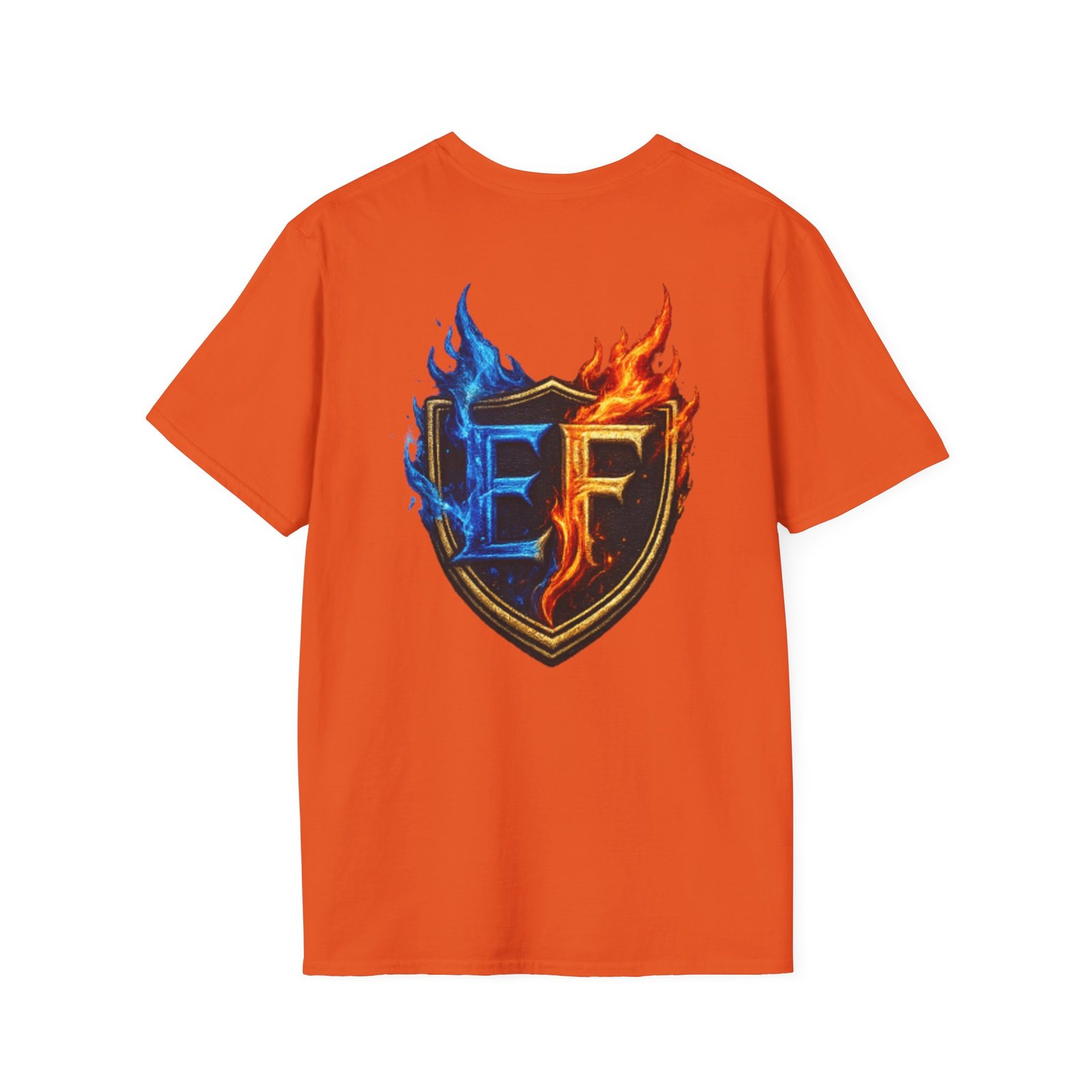echoflame shield crest t shirt — ef flame logo (blue & red) echoflame shield crest t shirt — ef flame logo (blue & red)