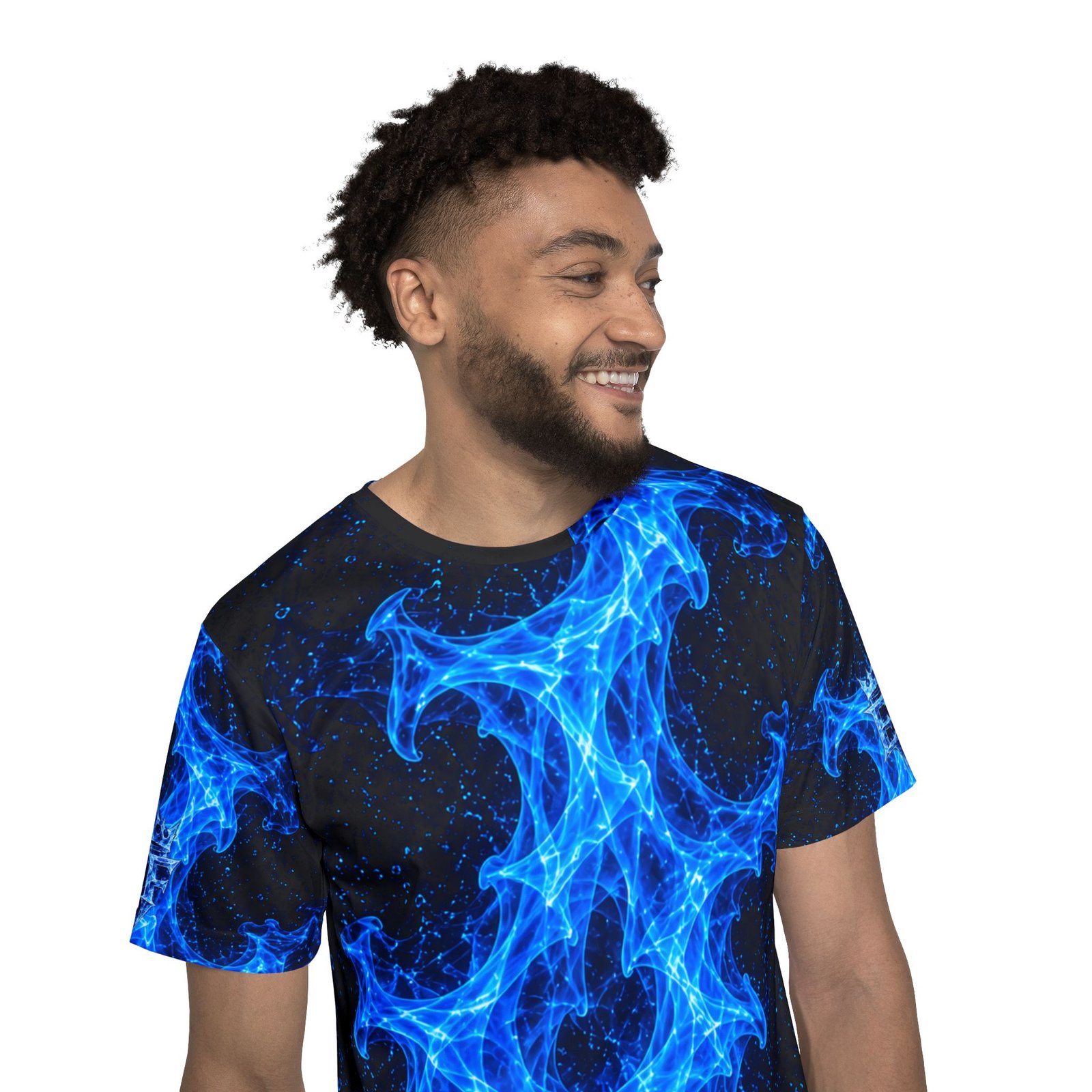 echoflame blue flame athletic jersey — men's all over print performance tee echoflame blue flame athletic jersey — men's all over print performance tee