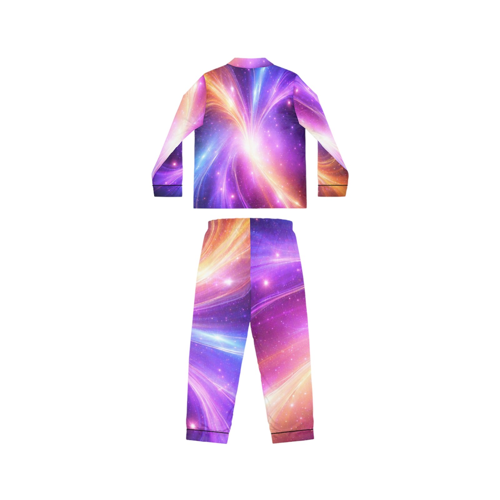 echoflame galaxy satin pajama set — women's cosmic print sleepwear echoflame galaxy satin pajama set — women's cosmic print sleepwear