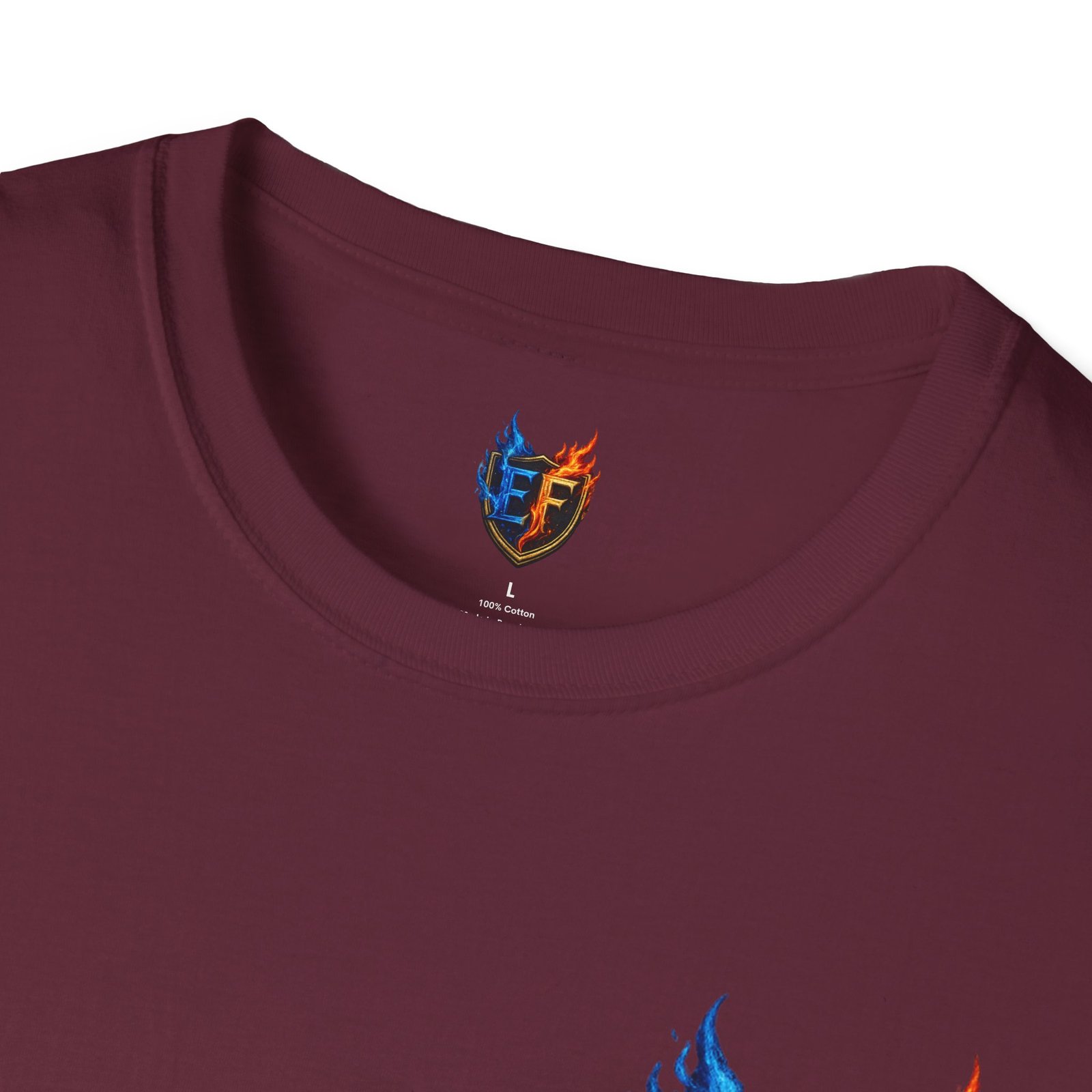 echoflame shield crest t shirt — ef flame logo (blue & red) echoflame shield crest t shirt — ef flame logo (blue & red)