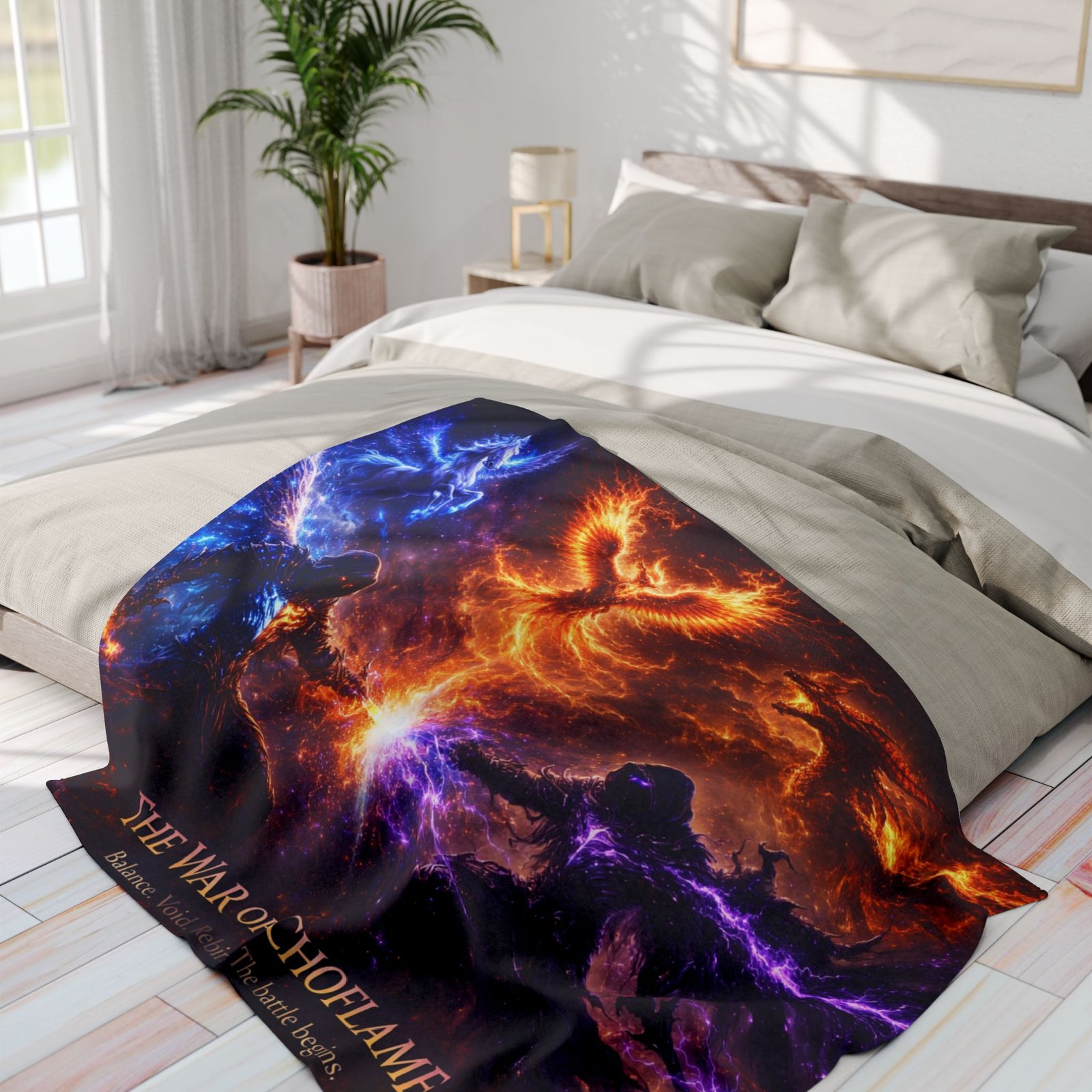echoflame arctic fleece blanket — the war of echoflame fantasy throw (phoenix & mage battle) echoflame arctic fleece blanket — the war of echoflame fantasy throw (phoenix & mage battle)