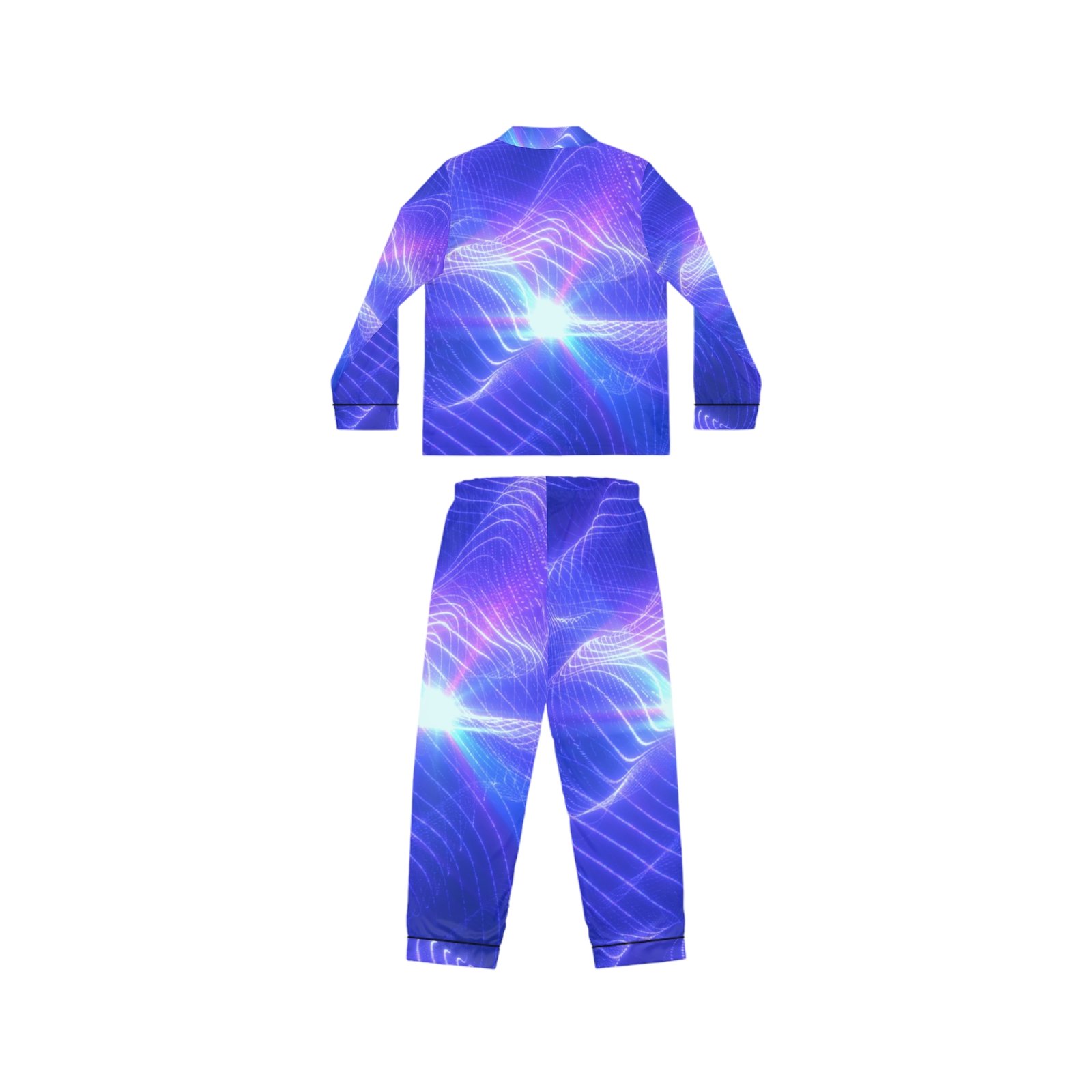 echoflame women's satin pajama set — purple blue galaxy wave print loungewear echoflame women's satin pajama set — purple blue galaxy wave print loungewear