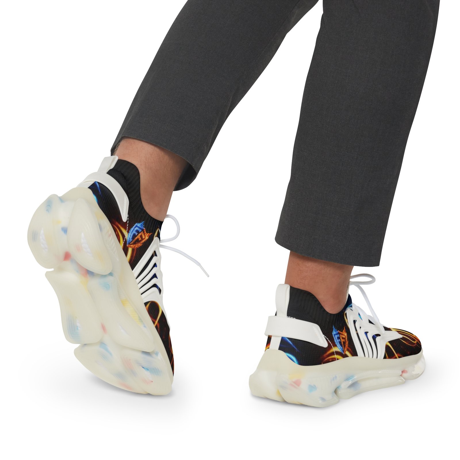 echoflame men's mesh sneakers — neon flame abstract athletic shoes echoflame men's mesh sneakers — neon flame abstract athletic shoes