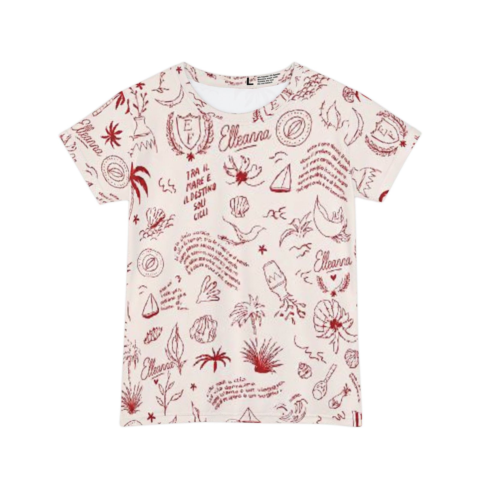 echoflame women's doodle beach tee – all over print tropical sketch shirt echoflame women's doodle beach tee – all over print tropical sketch shirt