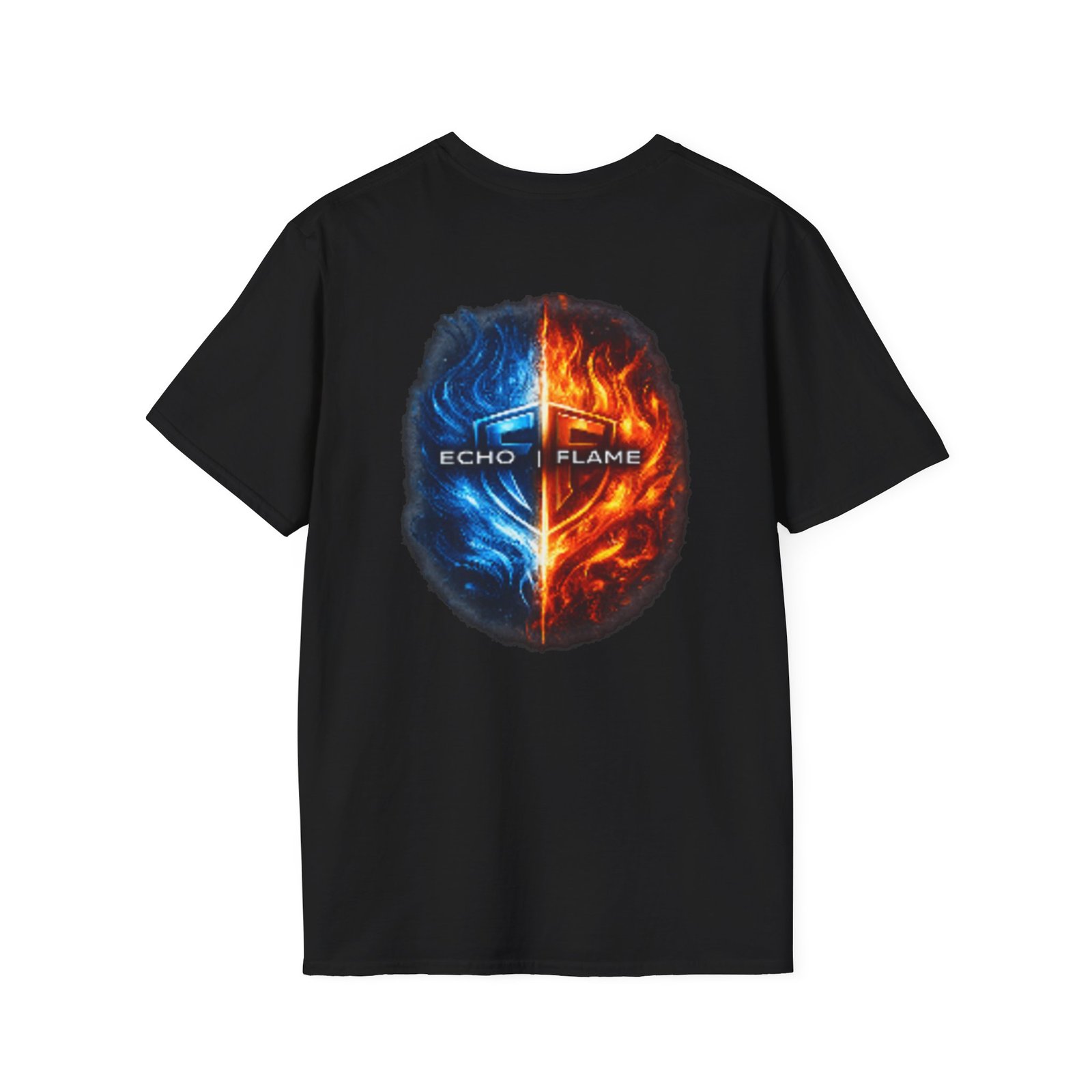 echo flame split fire & ice graphic t shirt echo flame split fire & ice graphic t shirt