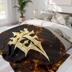 echoflame gold crown monogram fleece blanket – regal "ef" design