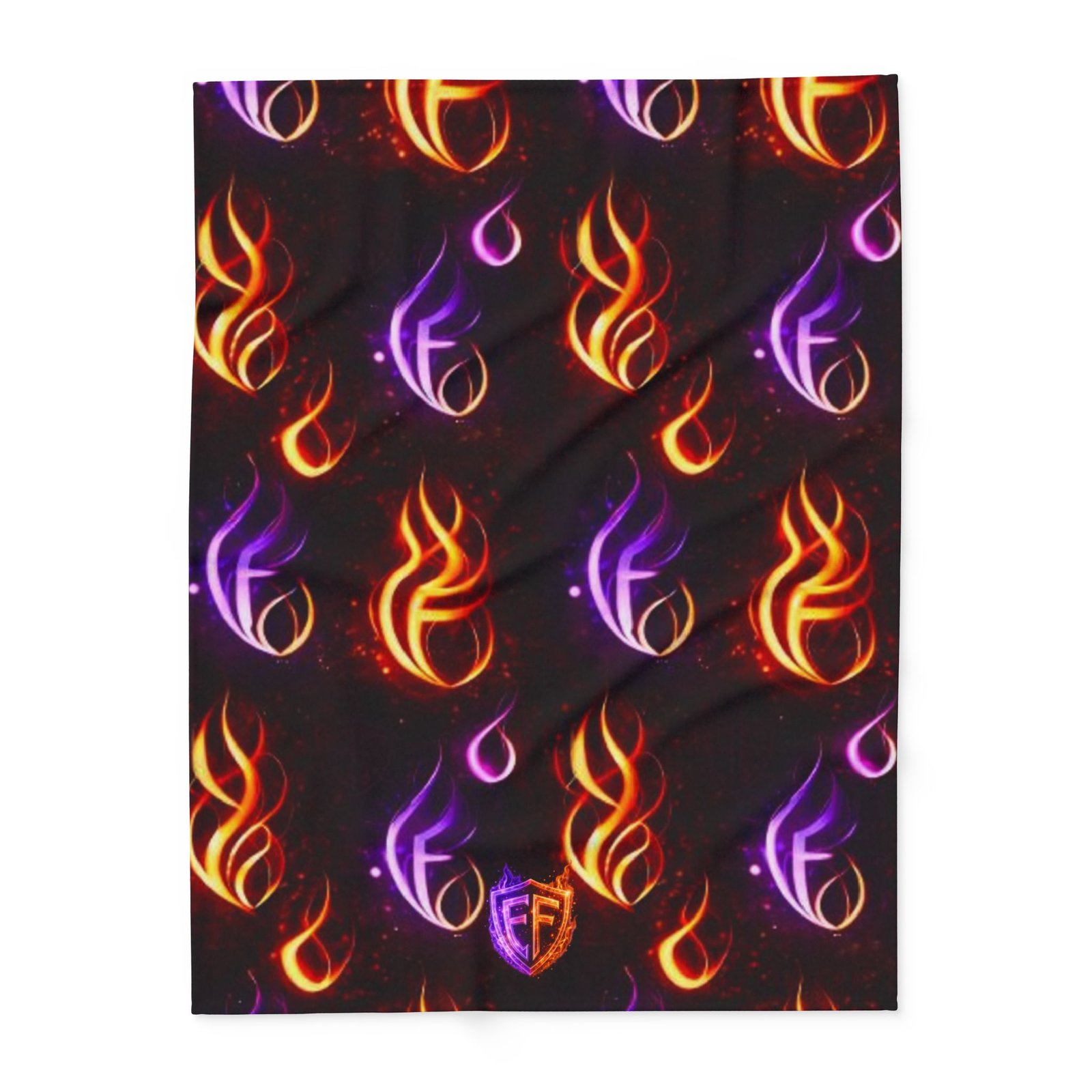 echoflame flame pattern fleece blanket – neon orange & purple fire design echoflame flame pattern fleece blanket – neon orange & purple fire design
