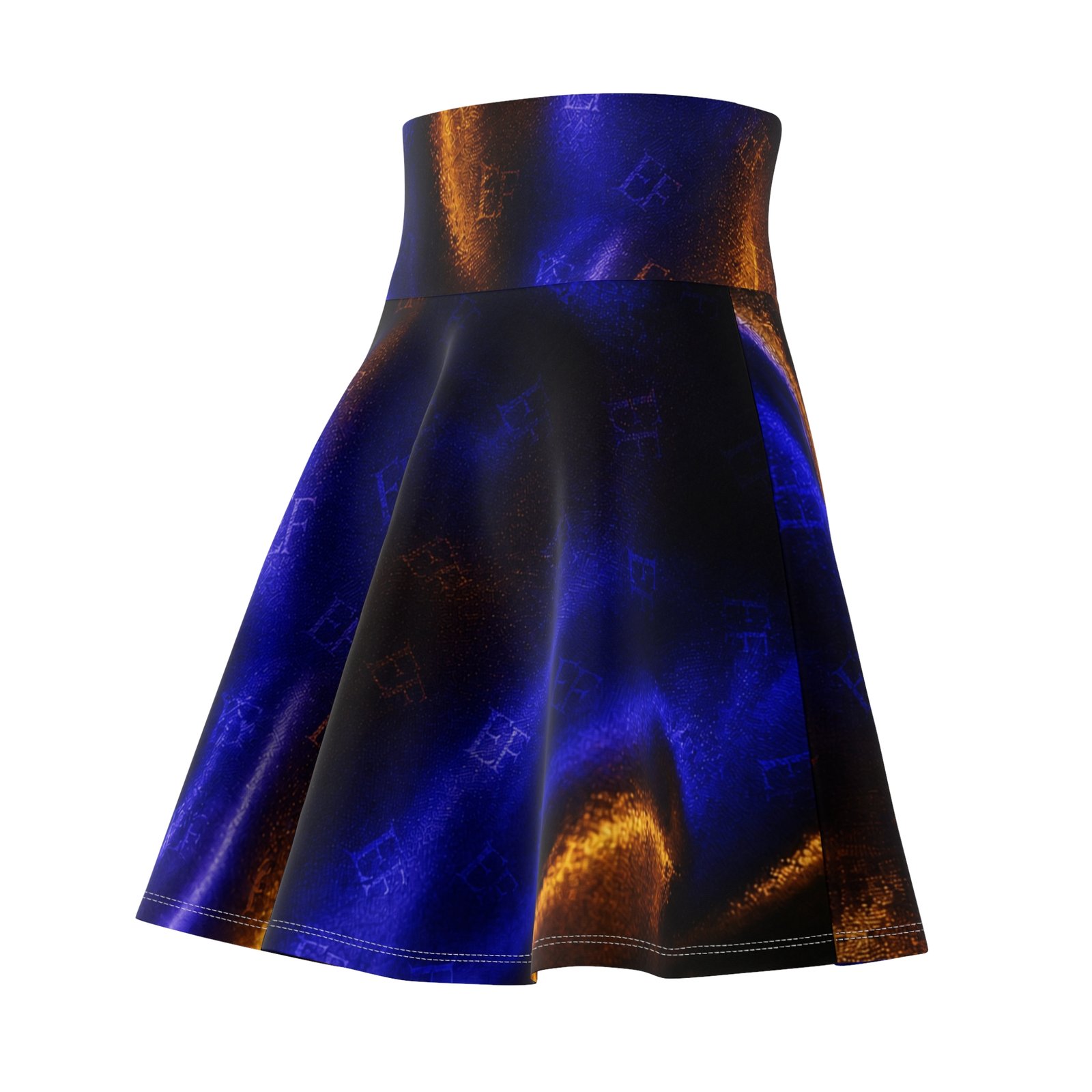 echoflame blue & gold satin swirl skater skirt echoflame blue & gold satin swirl skater skirt
