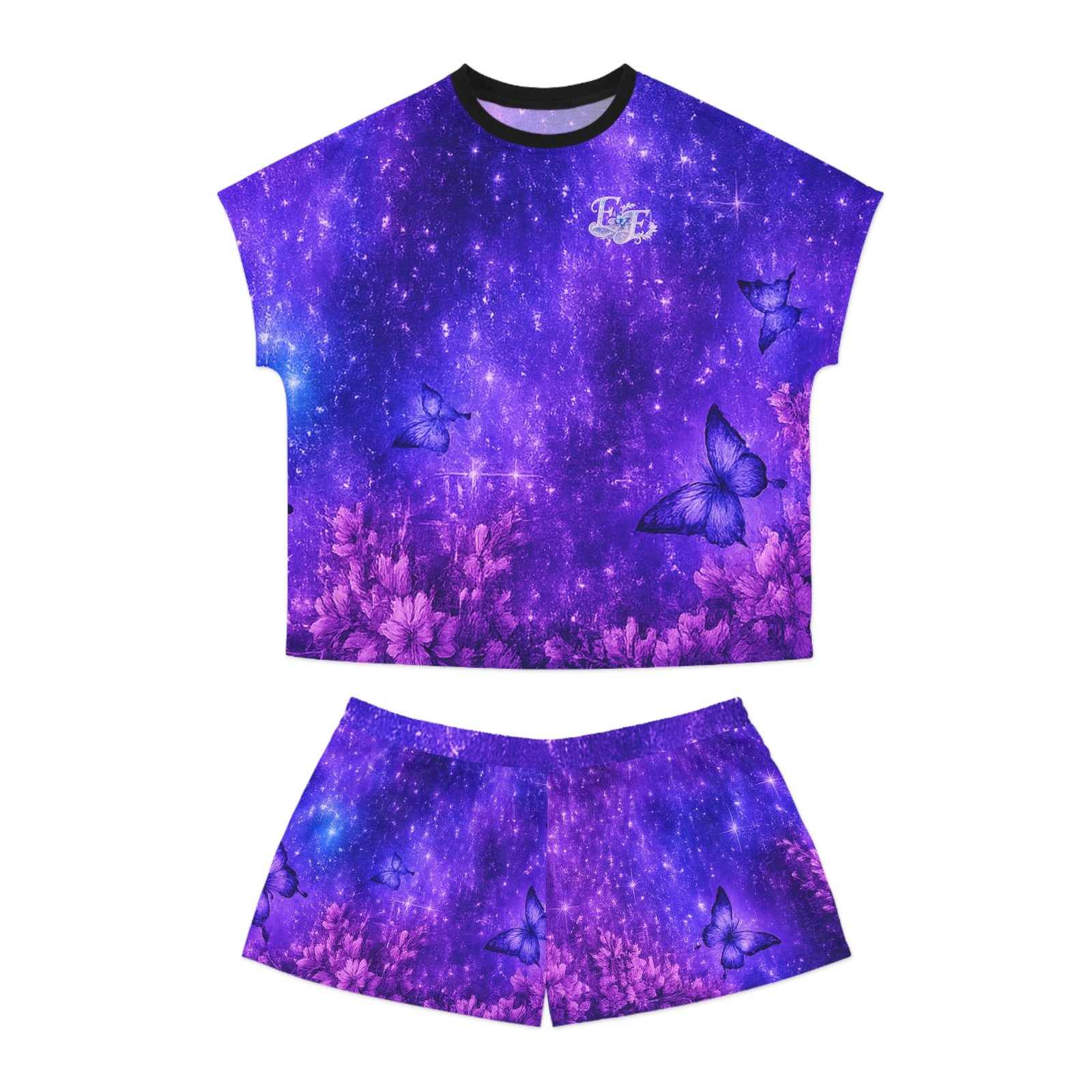 echoflame women's purple galaxy butterfly pajama set echoflame women's purple galaxy butterfly pajama set