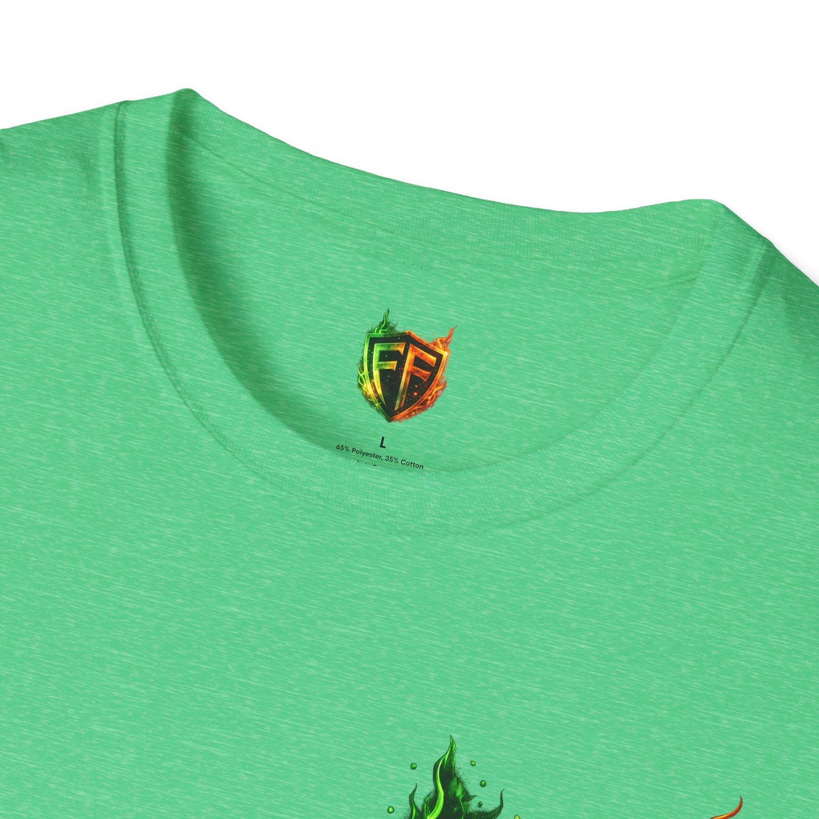 echoflame shield logo t‑shirt — flaming green & orange ef crest echoflame shield logo t‑shirt — flaming green & orange ef crest