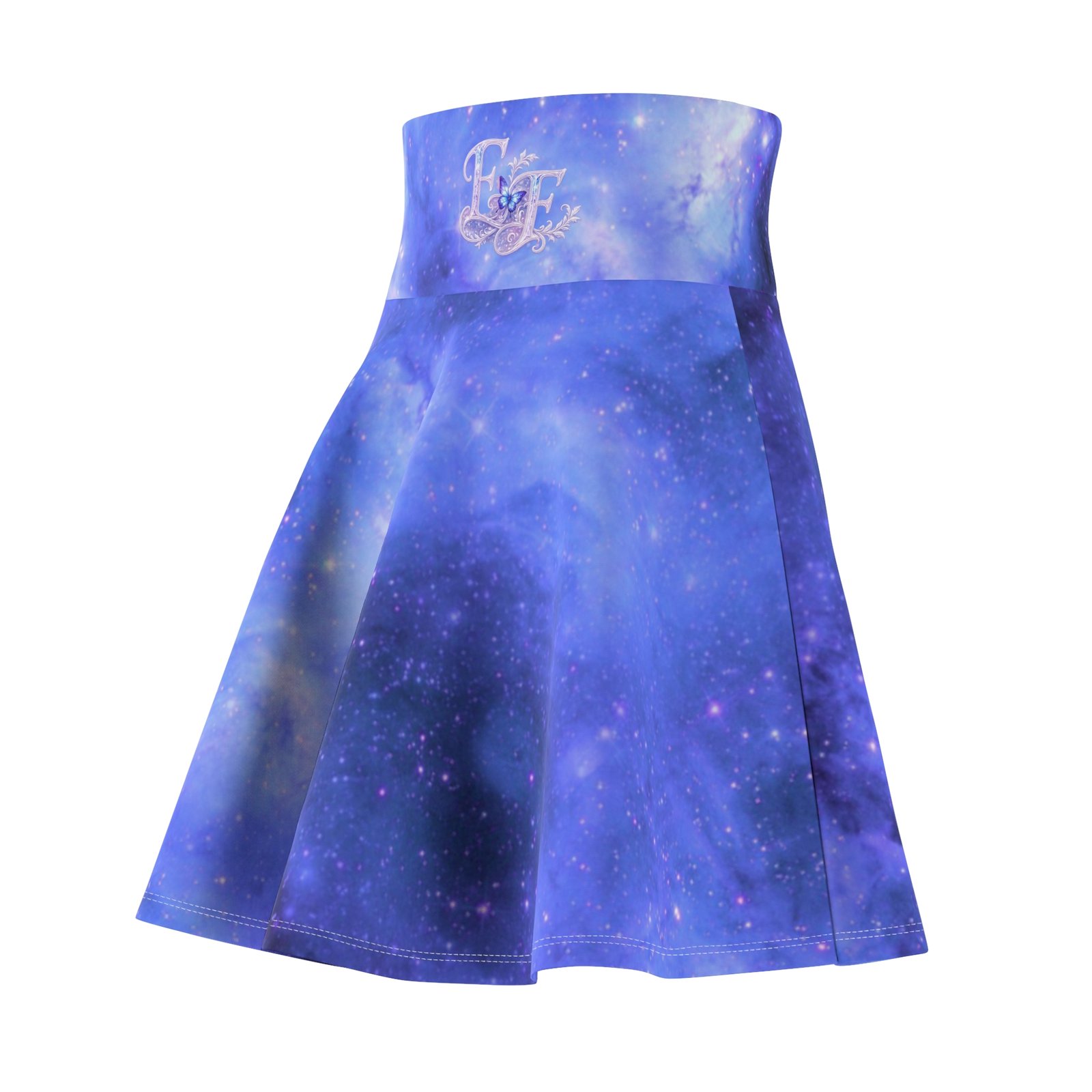echoflame galaxy blue skater skirt — stellar night print echoflame galaxy blue skater skirt — stellar night print