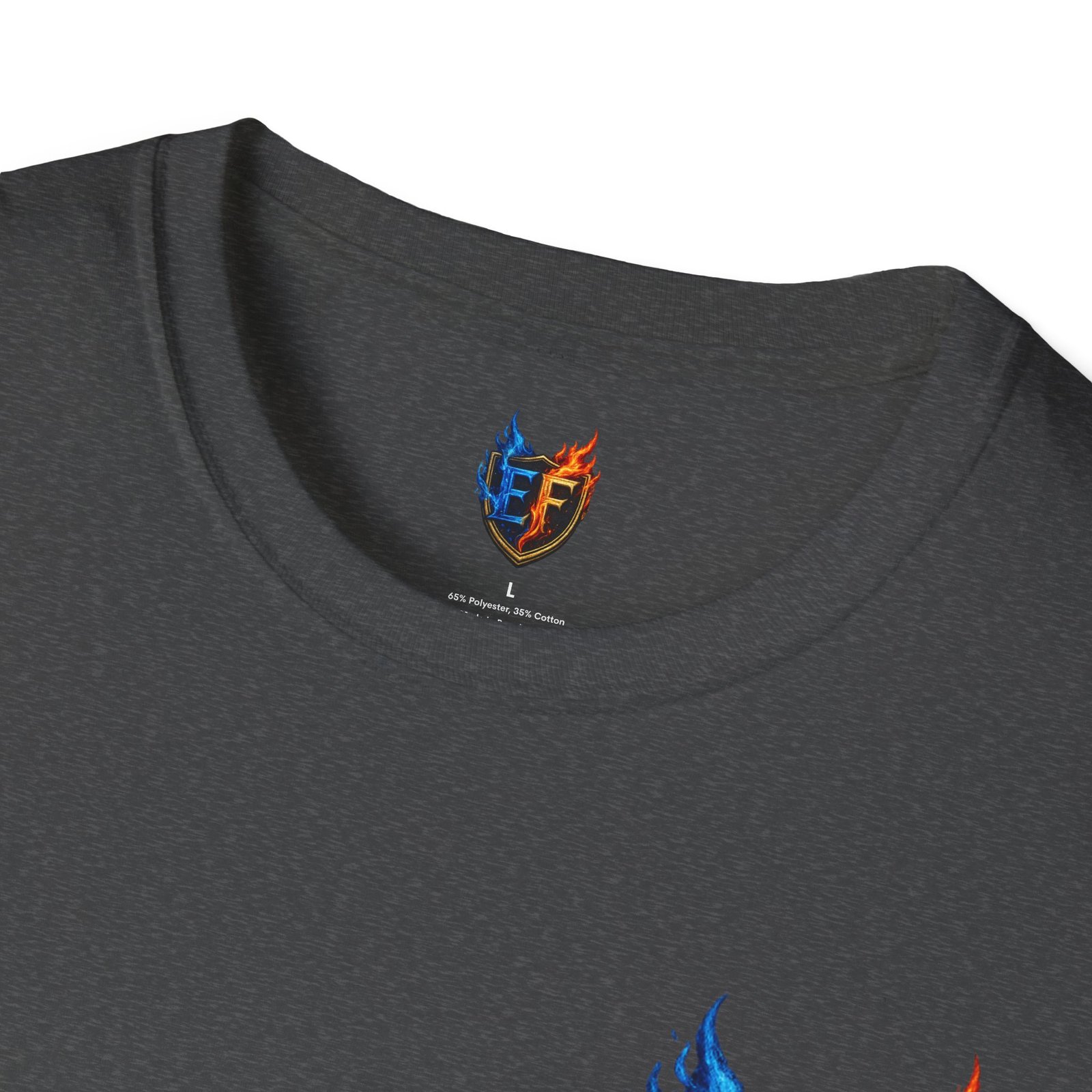 echoflame shield crest t shirt — ef flame logo (blue & red) echoflame shield crest t shirt — ef flame logo (blue & red)