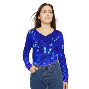 echoflame galaxy butterflies v neck long sleeve