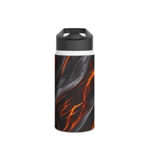 echoflame lava flow stainless steel water bottle — insulated sports flask with fiery abstract design