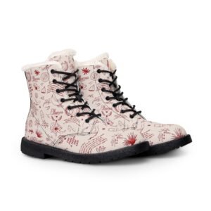 echoflame embroidered floral fur lined boots — women's cozy lace up winter boots