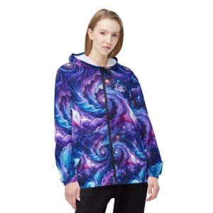 echoflame galaxy swirl windbreaker jacket – cosmic nebula all over print